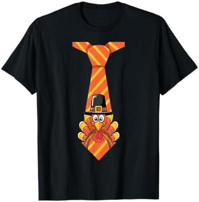 Funny Thanksgiving Turkey Tie Design T-Shirt 2XL