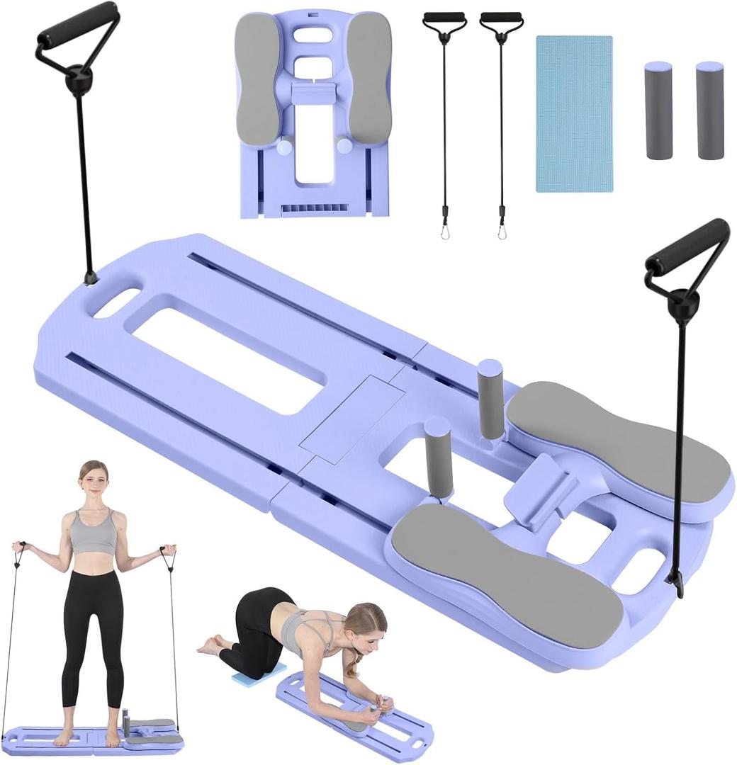 Pilates Board, 2025 Pilates Reformer Set, 5 in 1 Multifunctional Abdominal Board, Portable Ab Core Trainer, Foldable Pilates Reformer Board for Home (Blue And Violet)