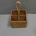 Natural Wicker Utensil Caddy with Built-in HandlesWicker Silverware Caddy with 4 CompartmentsSpoon Cutlery Holder Utensils OrganizerCondiment Organizer Silverware Holder(7.09 * 5.12 inch)