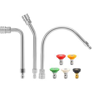 Pressure Washer Extension Wand-30, 90, 120 Gutter Cleaner Attachment Kit with 5 Nozzle Tips, 1/4" Quick Connect, High Power Washer Lance for Roof, Deck, Car, Gutters, 4000 PSI