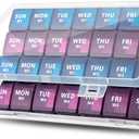 XL Monthly Pill Organizer 1 Time a Day, 4 Week Pill Case Compartments, Yaklim Weekly Vitamin Organizer Extra Large, Medicine Container for Daily Pill Keeper (Purple-blue)