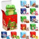 Motionchic 48 Sets Mini Christmas Stuffed Animal Bulk with Gift Boxes 2.76 Inches Xmas Small Plush Keychain Decorations Elk Snowman Boxes for Party Favors Bag Filler Prizes Exchange Gift, 12 Styles