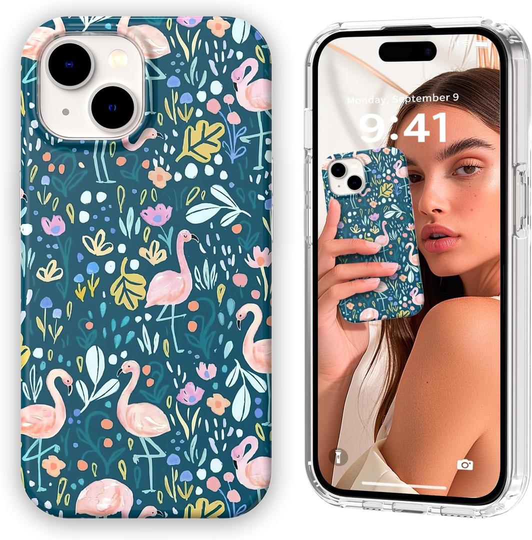 Magnetic for iPhone 15 Case Cute for Women, [Compatible with Magsafe][Drop Protection] Slim Colorful Flowers Oil Painting Printed Girly Floral Phone Case for iPhone 15