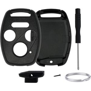 No Key Cutting or Programming Needed Replacement Keyless Entry Key Fob Shell Case Fit for Honda 2006-2013 Civic EX / 2003-2012 Accord / 2009-2015 Pilot /2005-2006 CR-V (1-Black)