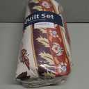 DJY Queen Size Quilt Sets, Burgundy Floral Quilt Set Queen 3 Pieces Red Boho Bedspread Coverlet Set with 2 Pillowcases Soft Lightweight Microfiber Bedding for All Season (96"x90")