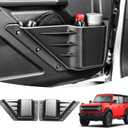 LEPZ 2PCS Front Door Storage Pockets for Ford Bronco Accessories 2024 2023 2022 2021,Side Organizer Box Compatible for Bronco 2/4 Door, Interior Storage Expansion Cup Holder Accessory