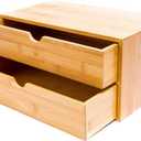 Wisuce Bamboo Desk Drawer Organizer, Desktop Organizer with Drawers Tabletop Storage Organization Box for Office Home Toiletries Supplies Vanity, No Assembly Required(2 Drawers)