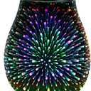 inrorans Glass Electric Wax Melt Warmer Oil Burner with Stable Heating PTC Reusable Silicone Tray 7 Colorful Changing Led Light Night Light Scent Warmer for Home Fragrance Warmers-Firework