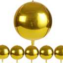 Large 15inch Gold Balloons Decorations, Big 360 Degree Round Balloons 4D Sphere Mylar Foil for Baby Shower,Wedding, Gender Reveal, Birthday or Engagement,Bachelorette Party Supplies
