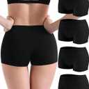Women's Boyshorts Underwear Cotton, Full Coverage Panties, Womens Boyshort Boxer Briefs Breathable for Women 4 Pack, M 
