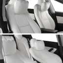 TPARTS Leather Headrest Neck Pillow for All Tesla Model Y/X/3/S(Includes Model Y Juniper 2026 2025 & Model 3 Highland 2024-2026) Accessories, Car Neck Pillow for Traveling (1pc White)