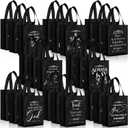 Aliceset 24 Pcs Christian Gift Bags Bulk with Handle for Church Mother's Day Reusable Medium Bible Verse Religious Gift Bags Non Woven Welcome Totes for Baptism First Communion Favors (Black)