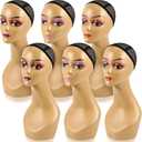 Leinuosen 4 Pcs Female Realistic Mannequin Head for Wigs 19" Lifelike Plastic Manikin Head Display Heads for Sunglasses Earrings Jewelry Display, Beauty Accessories, Brown