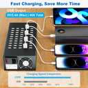 50 Port 200 Watt (40A) USB Charging Station, USB Fast Charger with Intelligent Protection, Multiple US Desktop Chargers, Suitable for Hotels, Shops, Schools, Shopping Malls