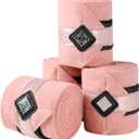 Horse Polo Wraps Upgrade with Bling Leg Wraps for Horses 4-Pack Fleece Leg Wraps Stable Supplies-Salmon Rose, M