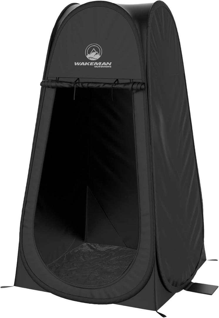 Wakeman Pop Up Changing Tent, 3.3 x 3.3 x 6.2ft, Camping Shower Tent for Portable Toilet Stall or Dressing Room with Carry Bag for Camping, Beach, or Tailgate, Polyester (Black)