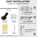 47" Flag Pole Kit for Storefront, Stainless Steel Tangle Free Flag Pole with Wall Mount Bracket, Heavy Duty Outdoor Banner Pole for Business, Shop & Commercial Display (Black)