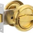 PATIKIL Round Recessed Door Lock, Stainless Steel 304 Hidden Recessed Cup Door Handle Furniture Pulls Latch Knob for Privacy Pocket Door Lockers, Gold