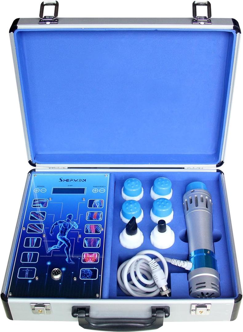 Portable Shockwave Therapy Machine for Body Muscle Massager Pain Relief Back Waist Leg and Golf Elbow Shock Wave Deep Tissue Pain Relief with 7 Massage Heads