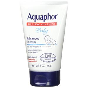 Aquaphor Baby Healing Ointment, Advanced Therapy for Chapped Cheeks and Diaper Rash, 3 oz. Tube