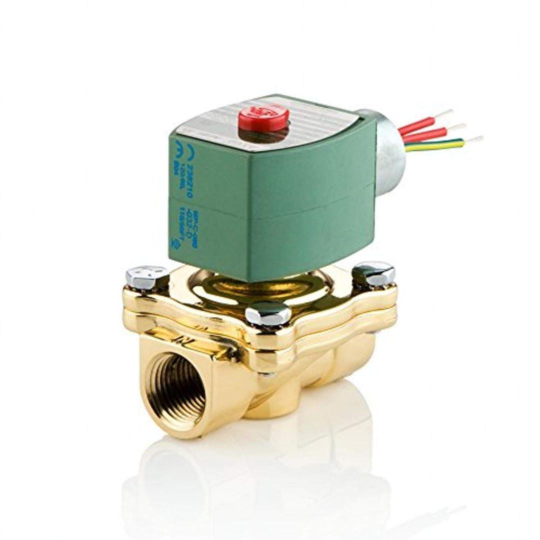 ASCO 8210G095-24/60 Brass Body Pilot Operated General Service Solenoid Valve, 3/4" Pipe Size, 2-Way Normally Closed, Nitrile Butylene Sealing, 3/4" Orifice, 5 Cv Flow, 24V/60 Hz