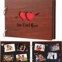 Cinnvoice Our First Year Scrapbook, 1-Year Down Photo Album for Couples Handmade DIY Memory Notebook Family Photo Album for Couples Husband Wife Memory Book(Our First Year-red)