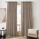 RYB HOME Taupe Velvet Curtains 102 inches, Back Tab Soft Fabric Room Darkening Thermal Insulated Luxurious Home Decor Curtains for Living Room Bedroom, W 52" x L 102", 2 Panels Set