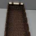 CubesLand Paper Rope Scalloped Edge Shelves Storage Basket, Woven Toilet Paper Baskets for Over Toilet Storage Shelf, Ending Table, Floating Shelves Organizing or Home Dcor, with Wood Handle, Brown (M - 14"L x 6.3"W x 3.9"H)