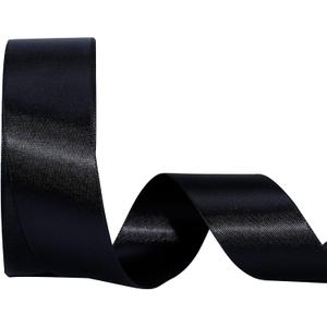LaRibbons Black Satin Ribbon 1 1/2 Inch 50 Yards Double Faced Red Silk Ribbon for Flower Bouquet Crafts Gift Wrapping Bow Christmas Decoration