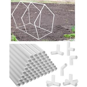 Sawysine 102 Pcs DIY PVC Projects Set Included 60 Pcs 24 Inch PVC Pipe and 42 Connection Pipe Fittings for Spring, Home, Greenhouse, Garden, Farm, Workshop, Summer(White,3/4 Inch)