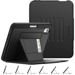 SEYMAC stock Case for iPad mini 7 (A17 Pro)/ Mini 6 8.3'', Strong Magnetic Auto Sleep Shockproof Case with Absorbing Multi-Angles Stand, Pen Holder, Card Slot, Black
