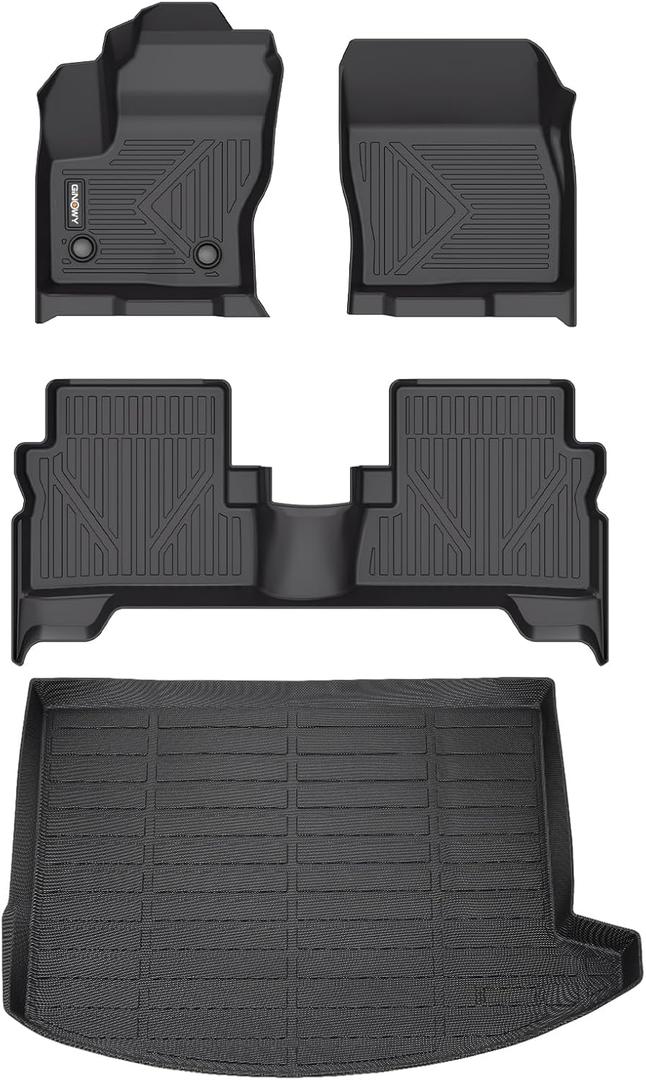 GINOWY- Floor Mats & Cargo Liner for Ford Escape 2013-2019TPE All Weather Car Floor Mats for Ford Escape | Custom Fit Rubber Liners Escape Accessories Trunk Mat Trunk Liner Cargo Mat