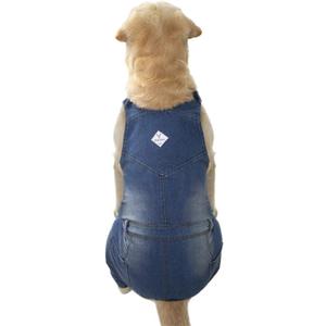 Classic Dog Jeans Overall for Medium Large Dogs, Pet Denim Jumpsuit Onesies Clothes Costumes for All-Match, Blue Vintage Washed Blue Pants Outfits (30)
