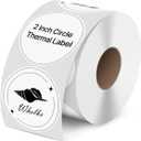 iEager 2 Inch Round Thermal Labels, Circle Thermal Printer Stickers, Durable Circular Label Printer Sticker for Business, Logo, Gift, 500 Labels/Roll, White