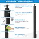 36" Side Mount Stair Railing Post, Stainless Steel Left Side 25-35 Degrees Stair Post w/Cable Grommets, Space-Saving Fascia Mount Deck Stair Railing System, 1/8" Black Cable Railing Kit, RG72