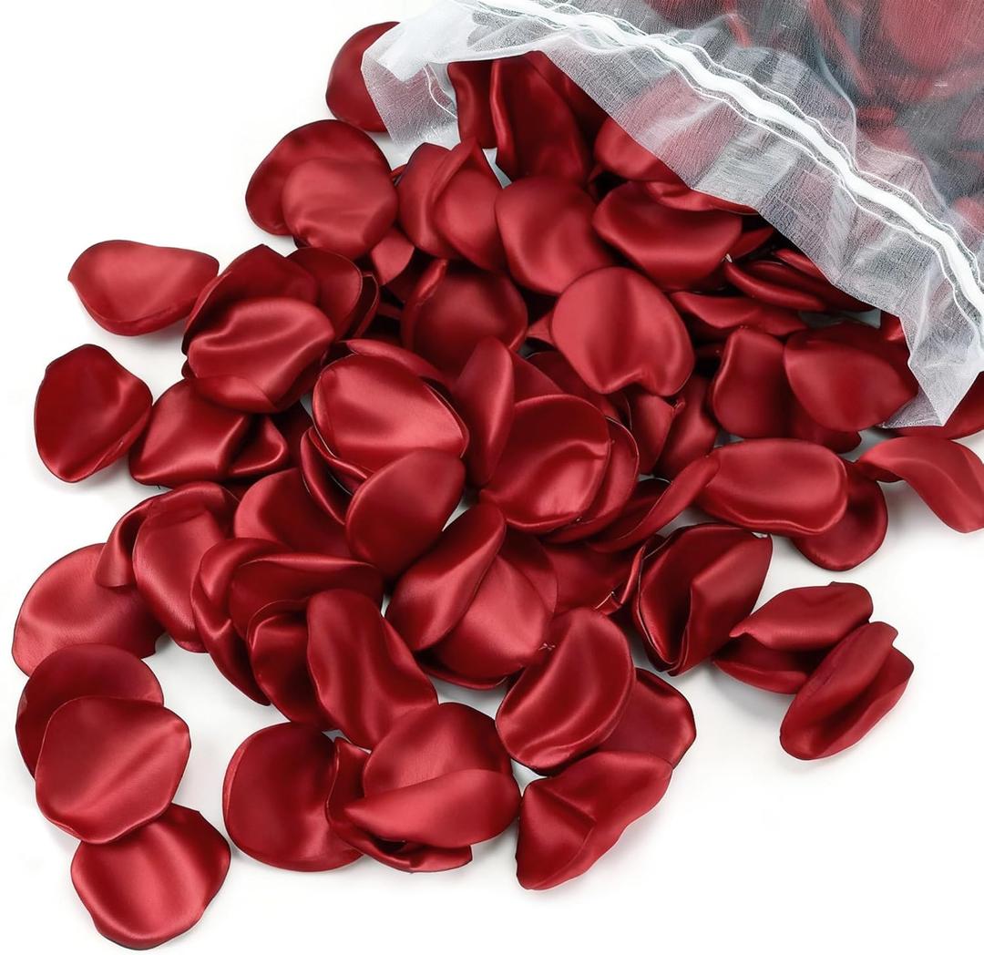 Der Rose 300pcs Artificial Flowers Silk Fake Red Rose Petals Flower Girl Scatter Pedals for Aisle Centerpieces Table Confetti Party Favors Home Wedding Decorations