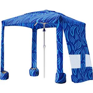 AMMSUN Beach Cabana, 6.5'×6.5' Beach Canopy, Easy Set up and Take Down, Cabana Tent with Sand Pockets, Instant Sun Shade with Side Wall, Sea Flow
