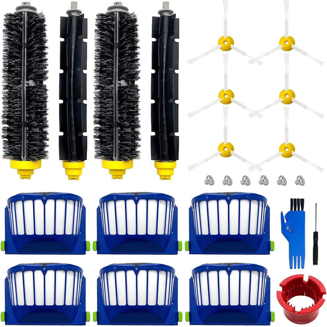 Replacement Parts Kit for irobot Roomba 600 Series 694 676 675 692 695 677 671 655 645 690 680 660 650 620 614 & 500 Series 595 585 564 robot, 2 Bristle & 2 Beater Brush, 6 Filter, 6 Side Brush