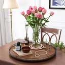 Farmhouse Oak 24" Lazy Susan Turntable Organizer for Cabinet, Round Wooden Lazy Susan Organization and Storage for Dining Table, Pantry, Kitchen, Countertop, Cupboard,Home Decor, Walnut