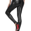 VOGUEMAX Women's Faux Leather Leggings with Pockets Black High Waisted Pleather Sexy Pants Stretchy Tights Size 2XL