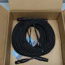 50ft XLR Cable 2 Pack, 20AWG, Professional Gold-Plated Rean Connectors from Neutrik, Kevlar-Reinforced Nylon Braided Microphone Cable, Mic Cable, Shielded and Balanced XLR Male to Female Cord