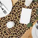 HOSNYE Table Runner Fashion Leopard Fur Pattern,Cotton Linen Table Runner Decoration for Kitchen Family Dinner Table Holiday Party Farmhouse Style 13 x 72 Inch