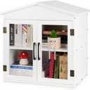 Outdoor Library Outdoor Book Box Storage Small Wooden Cabinet Little Literature Box for Neighborhoods Community and Schools Sharing Books, Flyers, Newspapers, Food and Art (E)