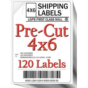 JETZAP Pre-Cut 4x6 Shipping Labels | Work on Most Inkjet and Laser Printers | Just Load & Print | USPS UPS FedEx for Home Printers | 120 Pack