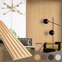 OUZUGIE WPC Acoustic Slat Wall Paneling, 8-Pack 114 x 6 Inches 3D Wall Panels for Interior Wall Decor,Living Room,TV Background,Study Room,Office Spaces,Bedroom,Low Grille (Oak)