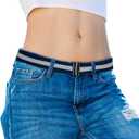 TOURZOO No Show Invisible Belt for Women/Men Elastic Web Strap Waist Stretch Belt with Flat Buckle for Jeans Pants Dresses