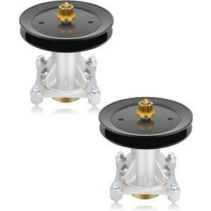 Lawn Mower Spindle with Pulley Fits for 532187292 532192870 532187281 21546238 21546299 197473 532195945 21546446 Compatible with Husqvarna YTH22V46 Ariens Poulan Jonsered Mandrel Assembly, 2 Pack