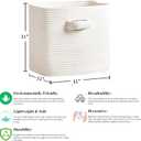 RUNKA Storage Cube Baskets - 3 Pack - 11 inch Square Baskets for Closet, Woven Bins - Ideal for Toy Storage | White