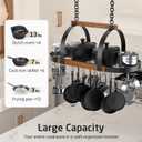 KES Natural Solid Wood 39 Inch Large Hanging Pot Rack, 130 LBS Capacity Heavy Duty Oval Pot and Pan Hanging Rack Ceiling Mount, Pot Pan Hangers Organizer for Kitchen, 20 Hooks (For 16" and 24" Joist)