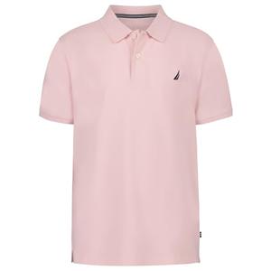 Nautica Boys' Short Sleeve Anchor Polo, Button Closure, Soft & Comfortable, Pique Fabric, Pale Pink, 14-16